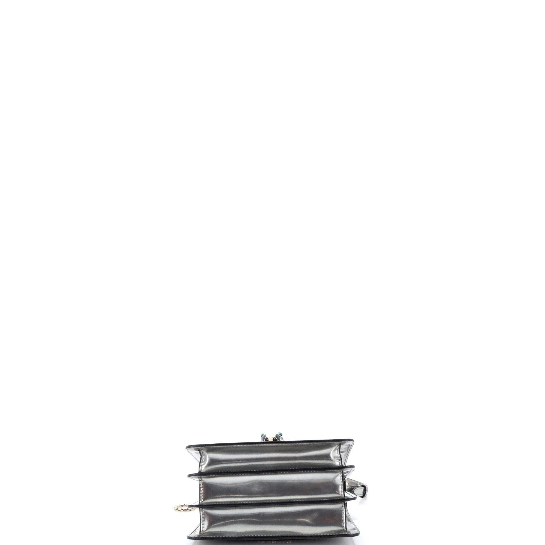 Serpenti Forever Top Handle Bag Patent Small, Alternate, color, Metallic Silver