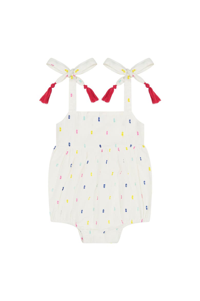 Zoe Baby Romper Confetti Swiss Dot, Main, color, White