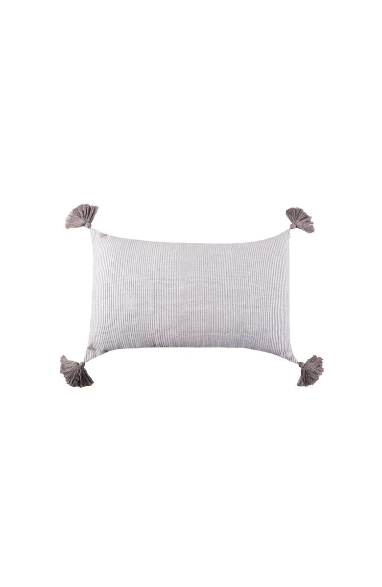 carol & frank Bree Vertical Stripe Tasseled Cotton Accent Pillow, Main, color, Gray