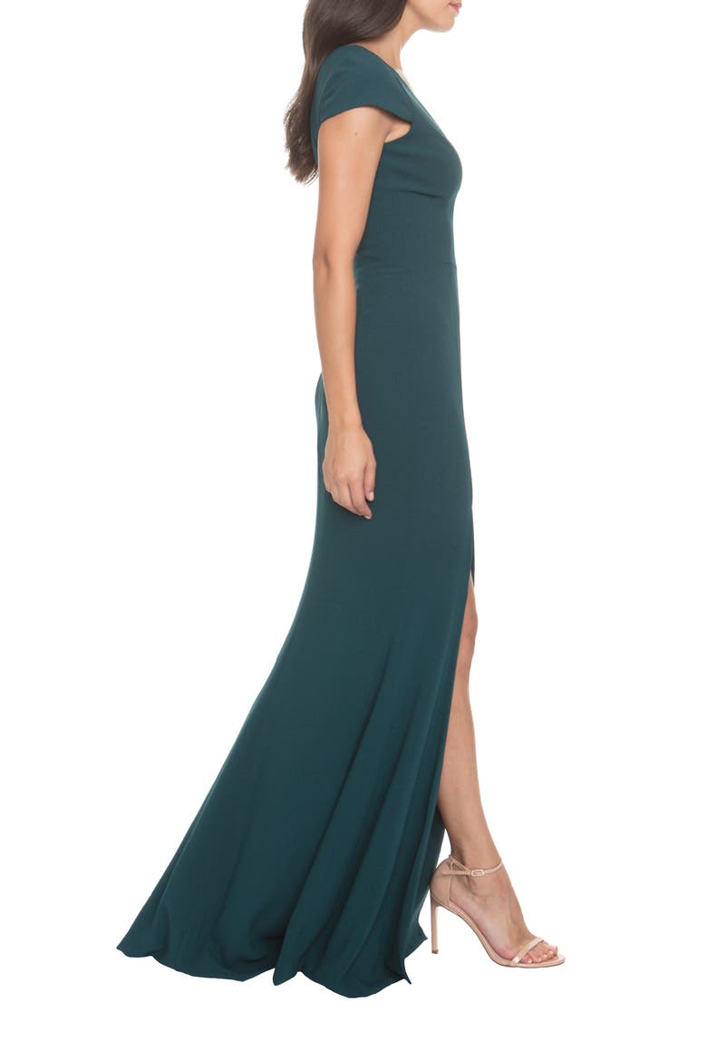 Karla V-Neck Trumpet Gown, Alternate, color, PINE