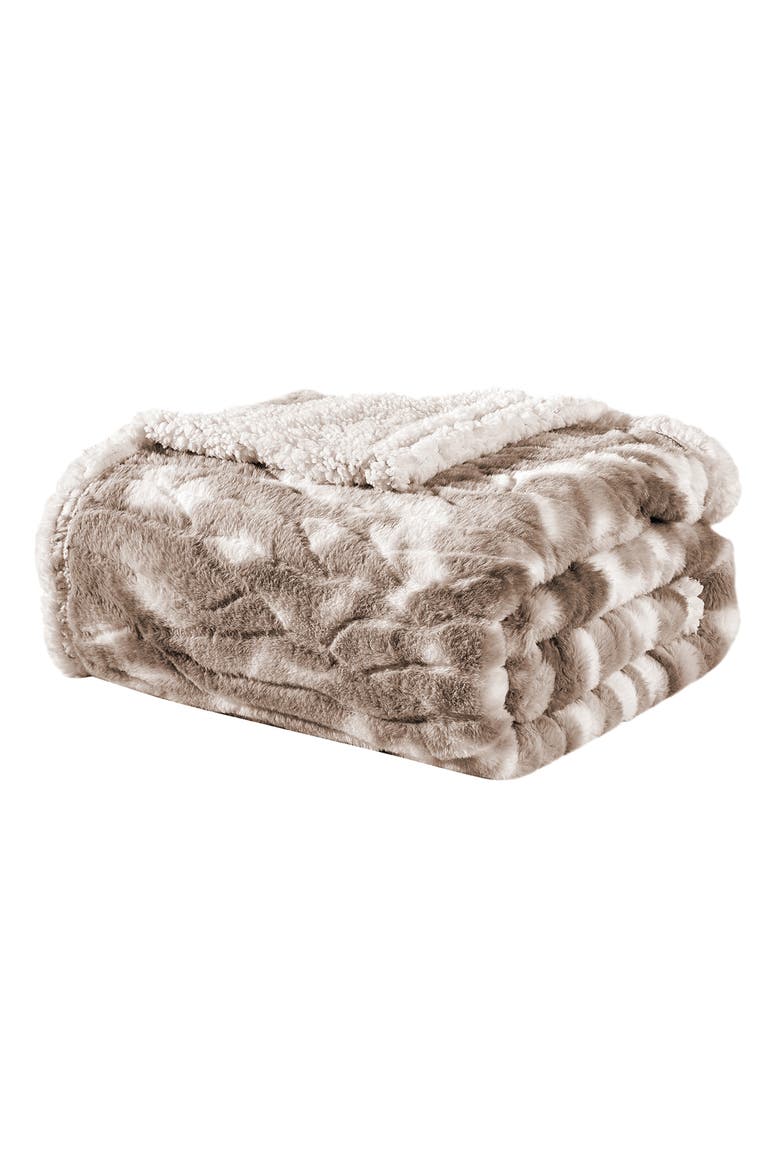 Alaska Microplush Faux Shearling Throw Blanket, Main, color, TAUPE