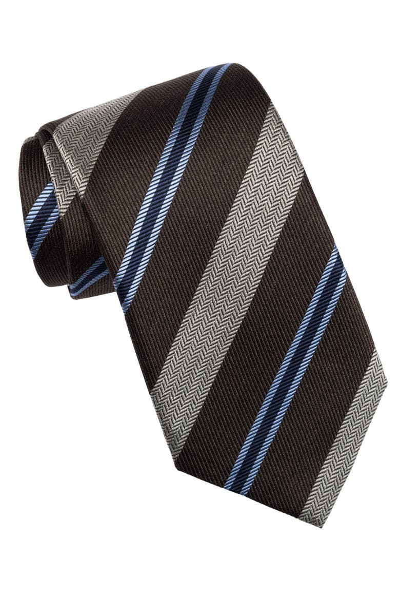 Elizabetta Flaminia - Extra Long Silk Jacquard Tie for Men, Main, color, Brown