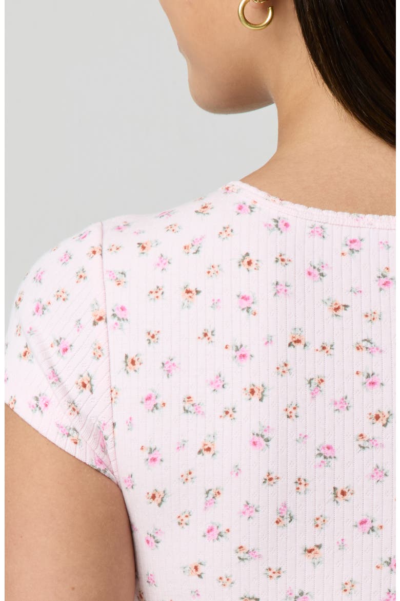 Ditsy Floral Stretch Cotton Crop Baby T-Shirt, Alternate, color, PETIT JARDIN PINK/ PINK