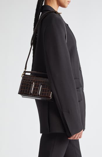 TOTEME Mini T-Flap Convertible Croc Embossed Leather