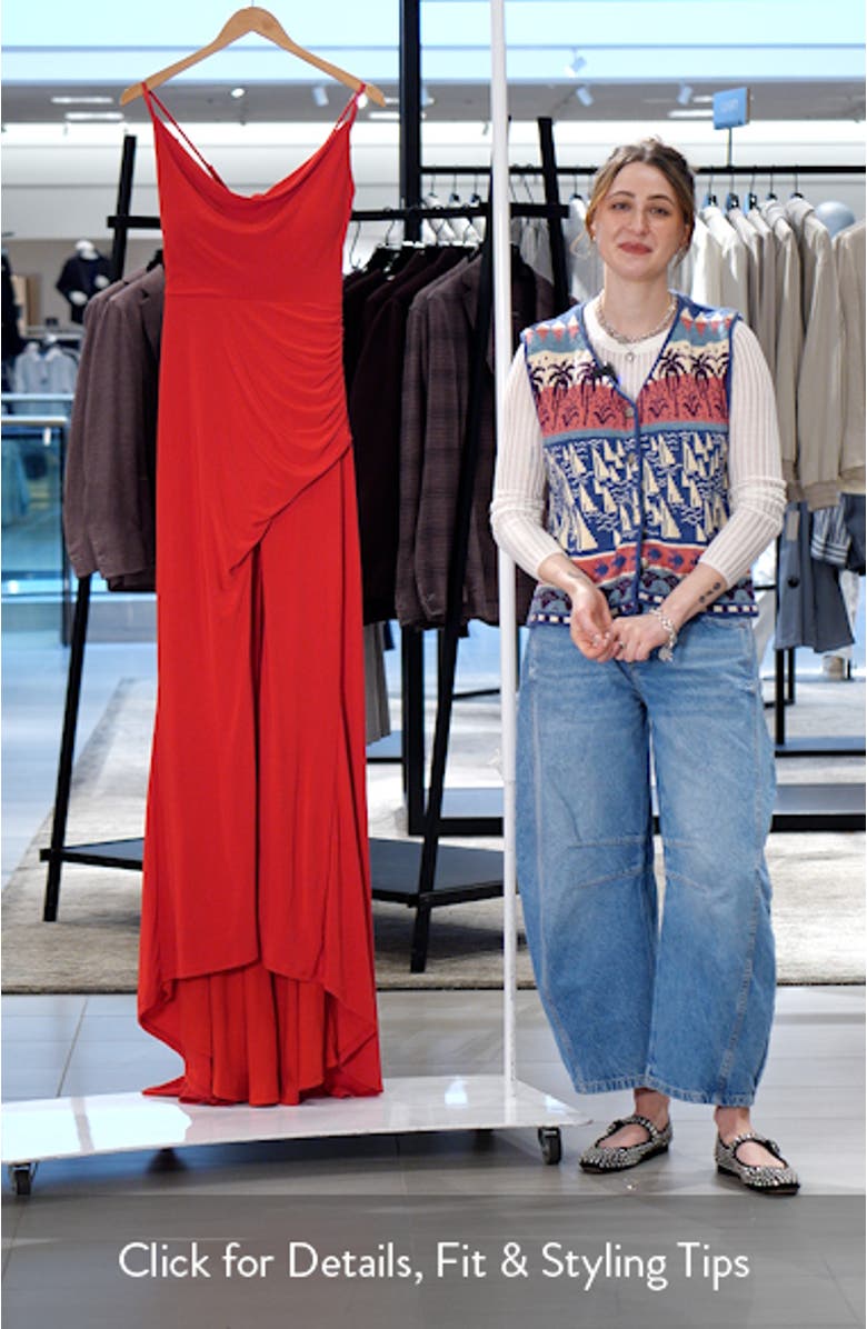 Cowl Neck Ruched Back Gown, sales video thumbnail