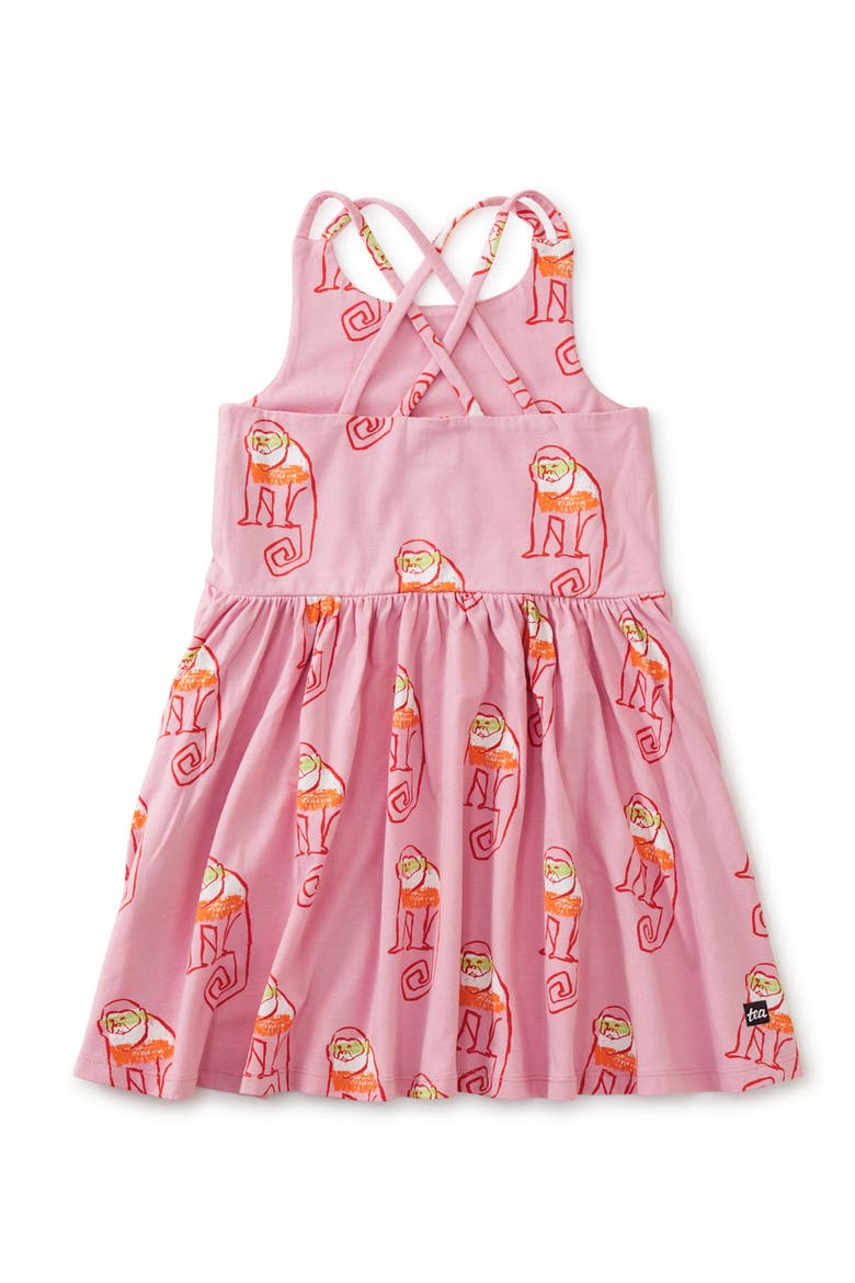 Strappy Back Skirted Dress, Alternate, color, Cochin Monkeys in Pink
