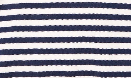 Cece Stripe Puff Sleeve Sweater In Classic Navy