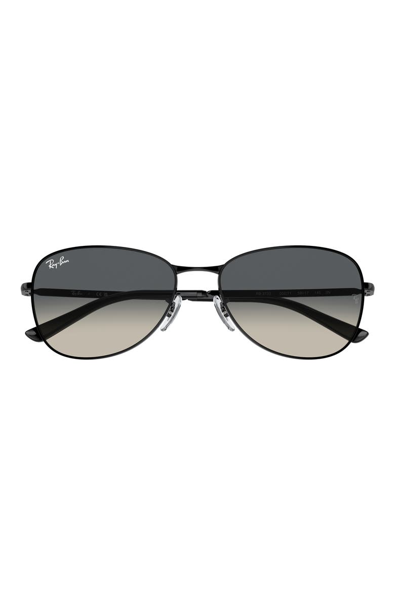 59mm Gradient Pilot Sunglasses, Alternate, color, BLACK