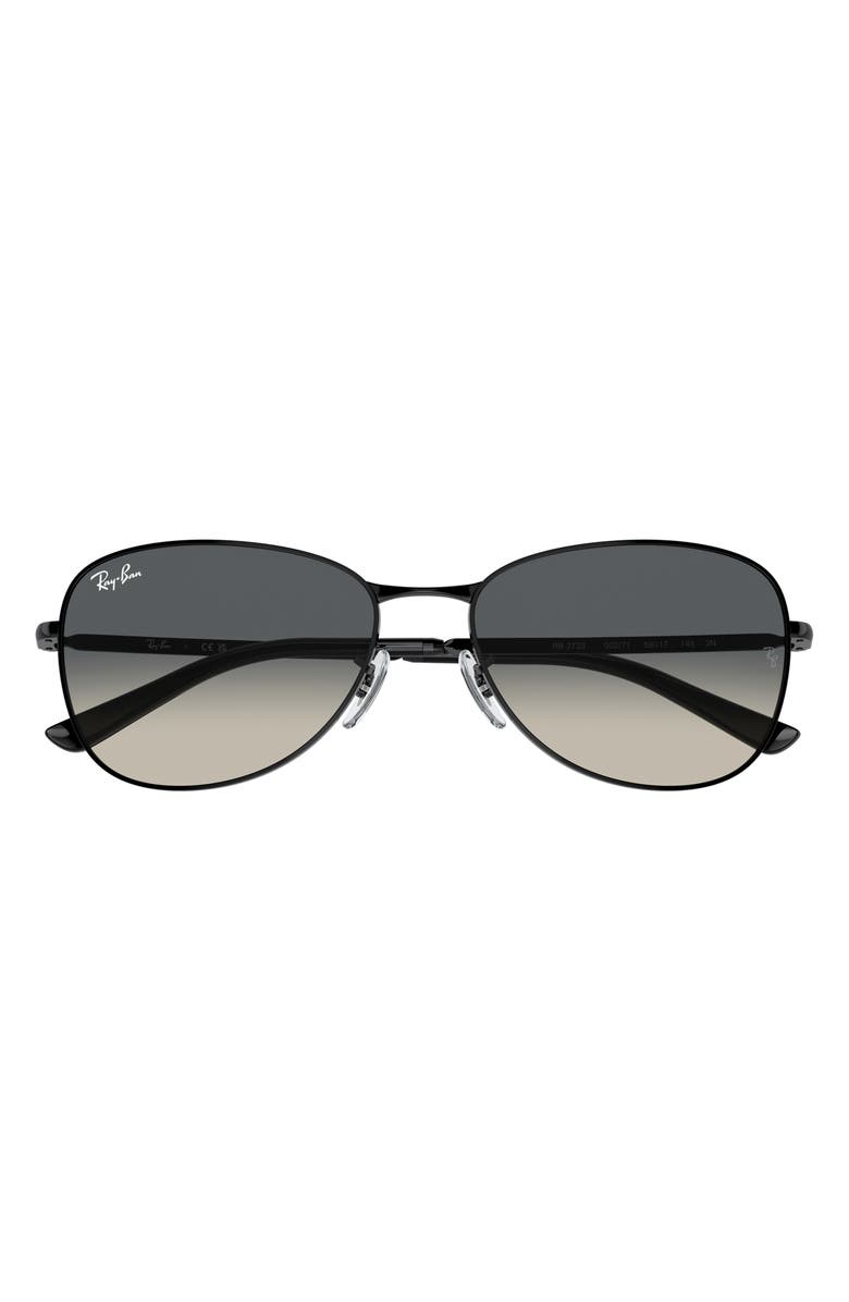 Ray-Ban 56mm Gradient Pilot Sunglasses, Alternate, color, Black