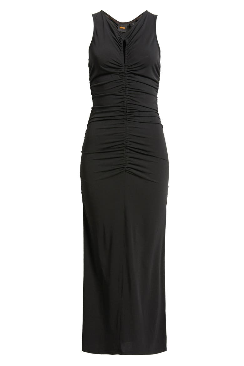 Emberla Ruched Stretch Jersey Dress, Alternate, color, BLK