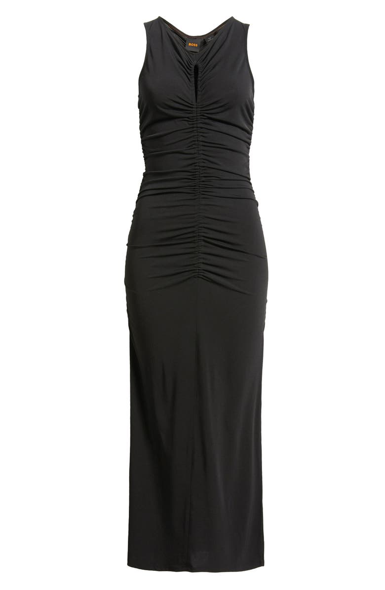 BOSS Orange Emberla Ruched Stretch Jersey Dress, Alternate, color, Black