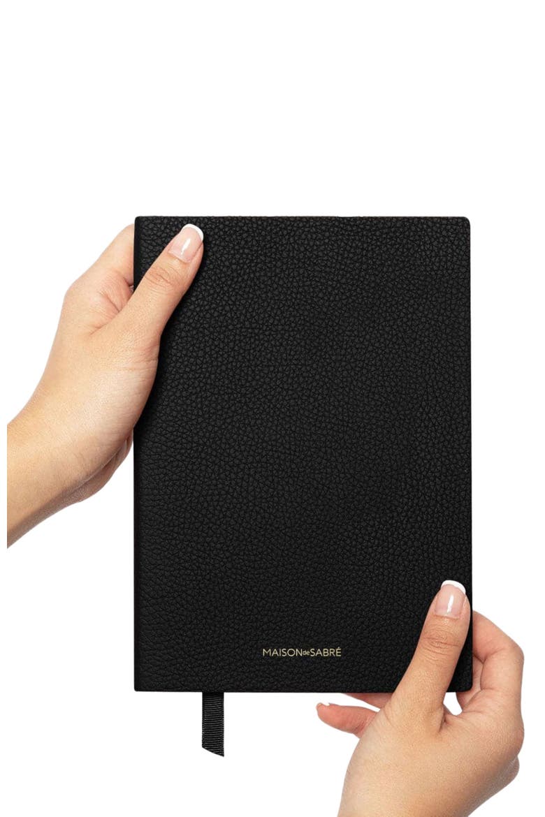 Leather Notebook, Alternate, color, Black Caviar