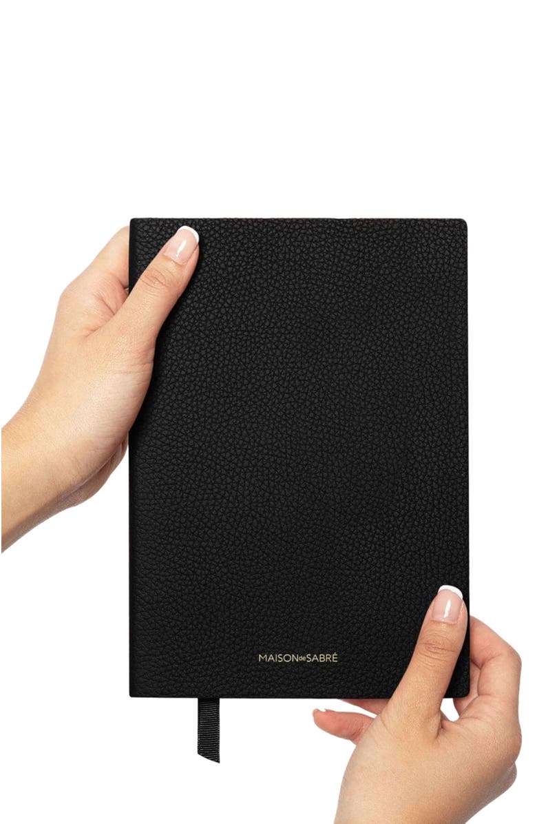 MAISON de SABRÉ Leather Notebook, Alternate, color, Black Caviar