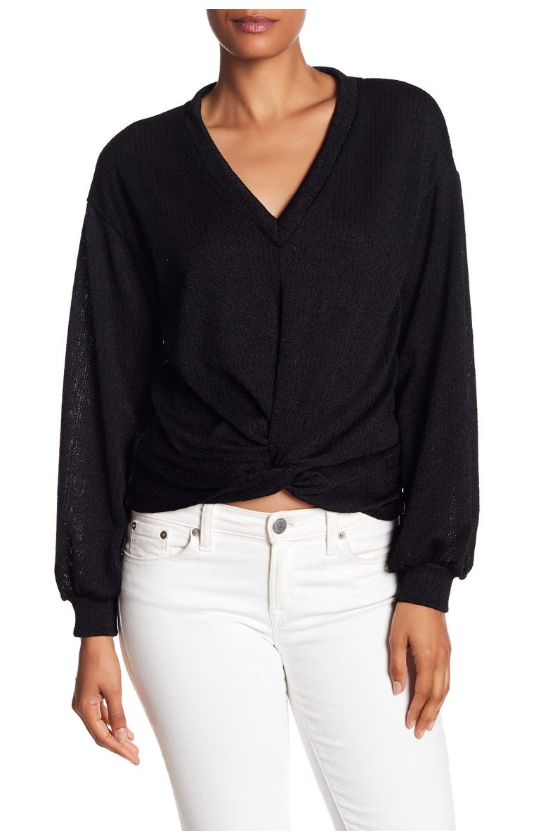 All in Favor Twisted Hem V-Neck Sweater, Main, color, 
