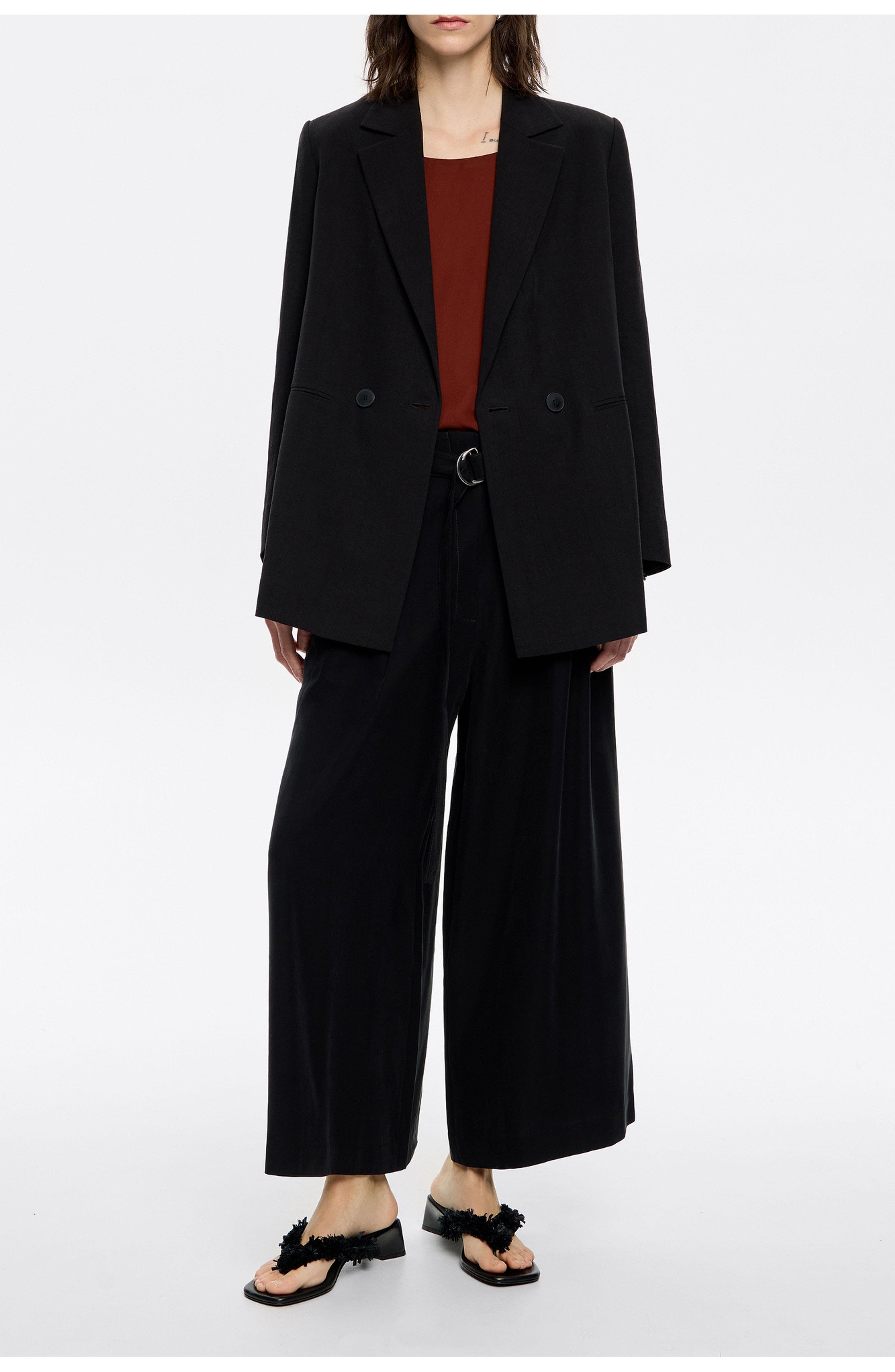 Flared Ankle-Length Trousers