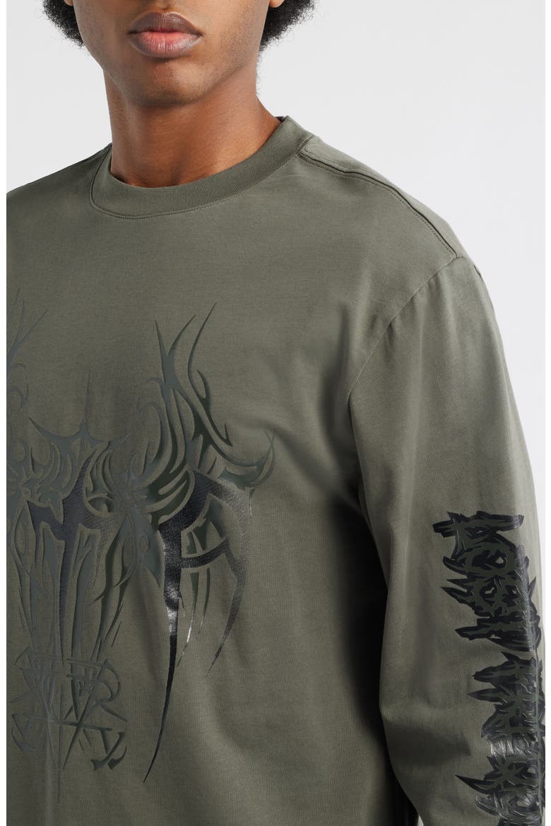 Lawrence Cyber Sigilism Long Sleeve Graphic T-Shirt, Alternate, color, OLIVE CYBER SIGILISM