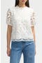 Mock Neck Short Sleeve Lace Top