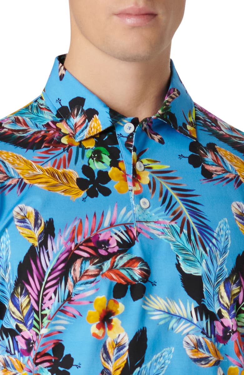 Bugatchi Victor OoohCotton<sup>®</sup> Floral Polo, Alternate, color, Azure