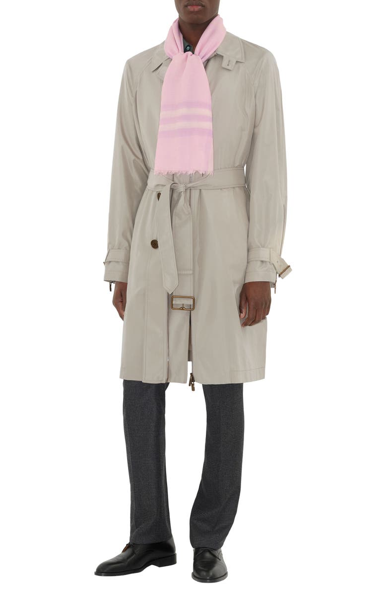 Burberry Giant Check Lightweight Wool Scarf, Alternate, color, Fondant Pink