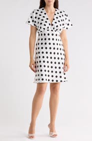 Renee C Polka Dot V-Neck Dress