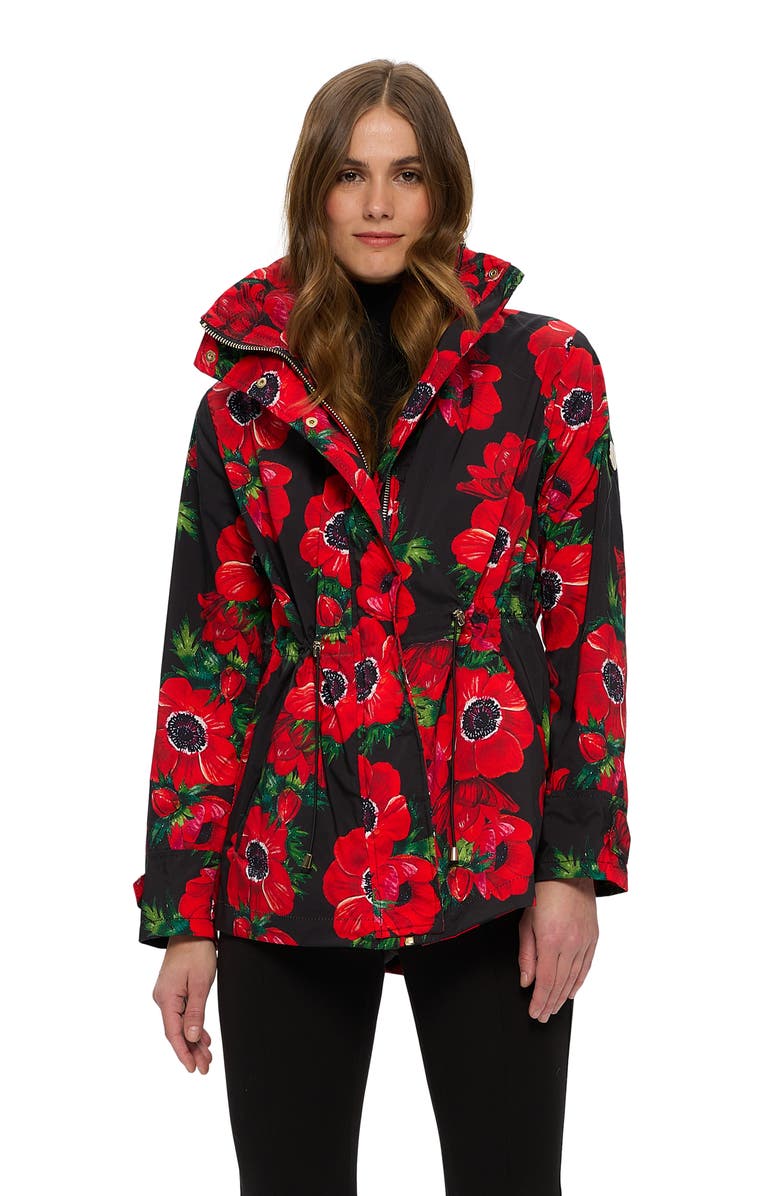 GORSKI Lightweight Zip Jacket, Concealed Hood, Main, color, Black Poppy