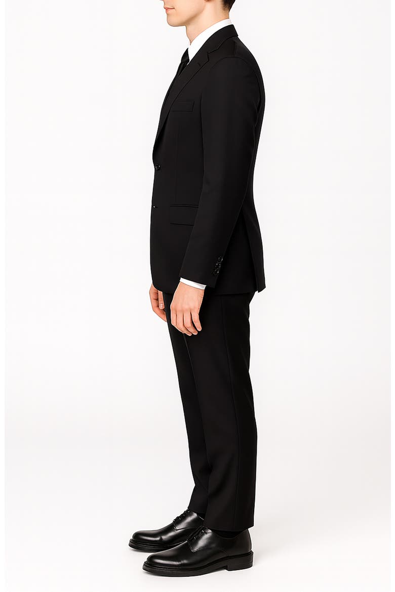 Black Slim Fit Mélange Tuxedo, Alternate, color, BLACK