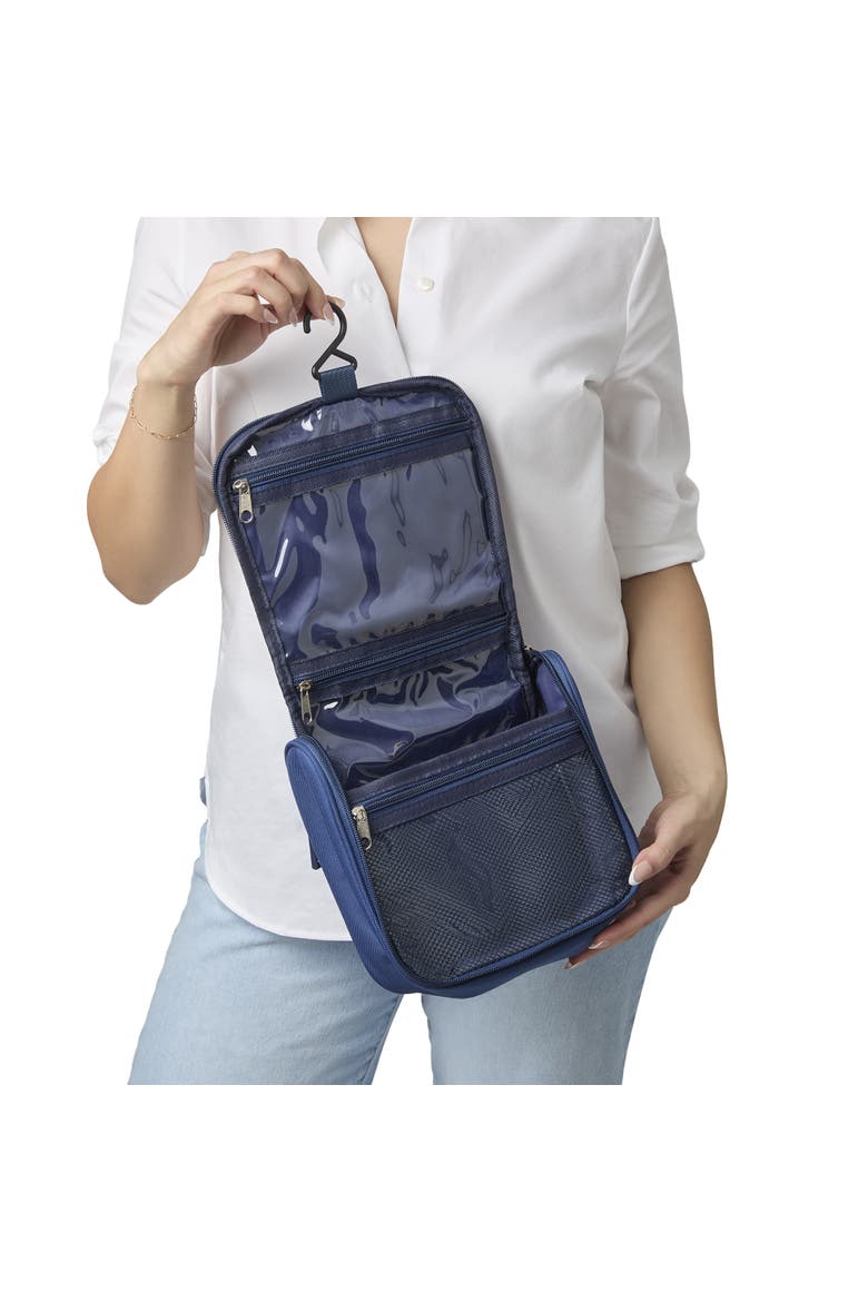 Small Hanging Toiletry Bag for Travel, Canvas Hanging Dopp Kit Hygiene Bag, Alternate, color, Navy