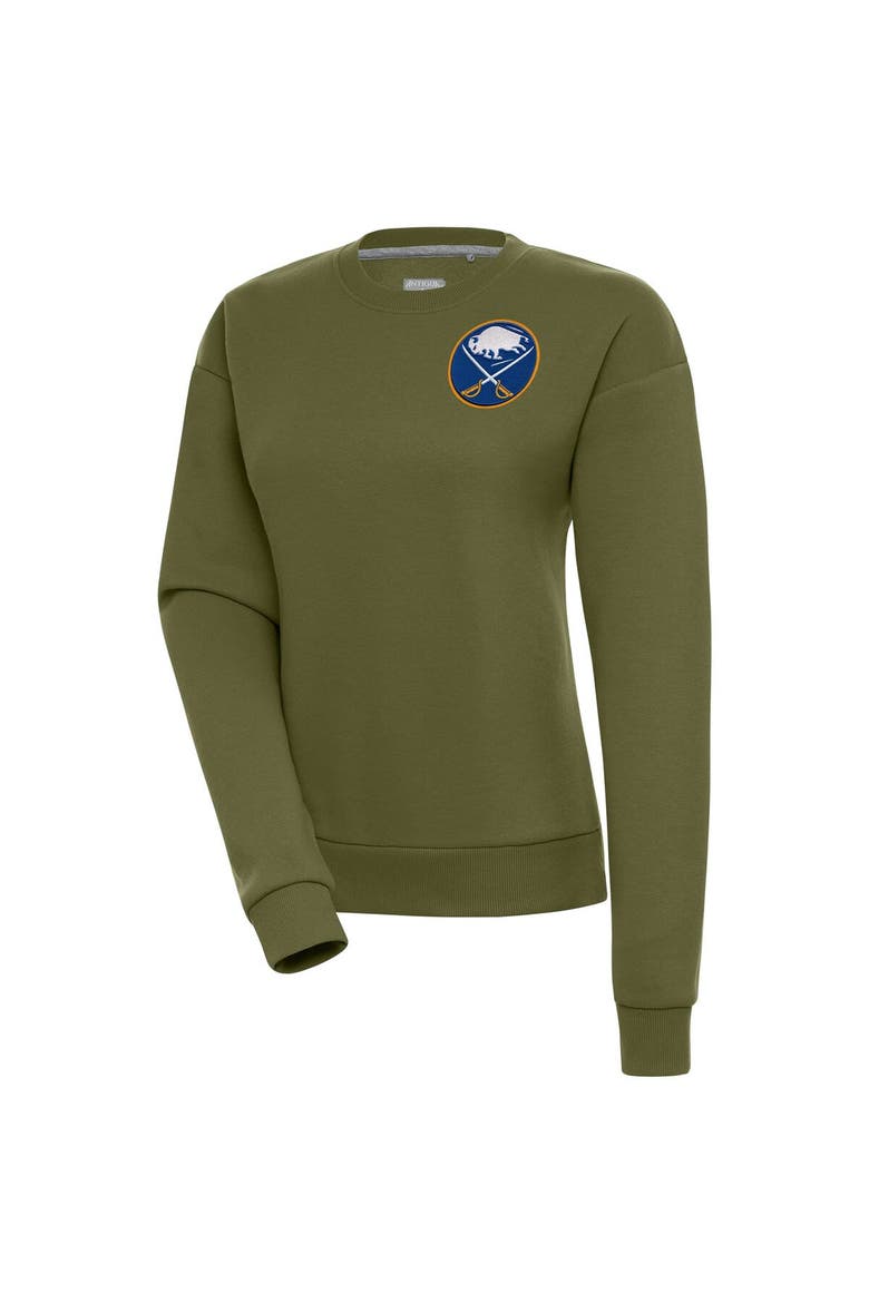 Women's Antigua Olive Buffalo Sabres Victory Pullover Sweatshirt, Main, color, Olive