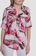 DKNY Printed Roll-Tab Cuff Cotton Button-Up Shirt