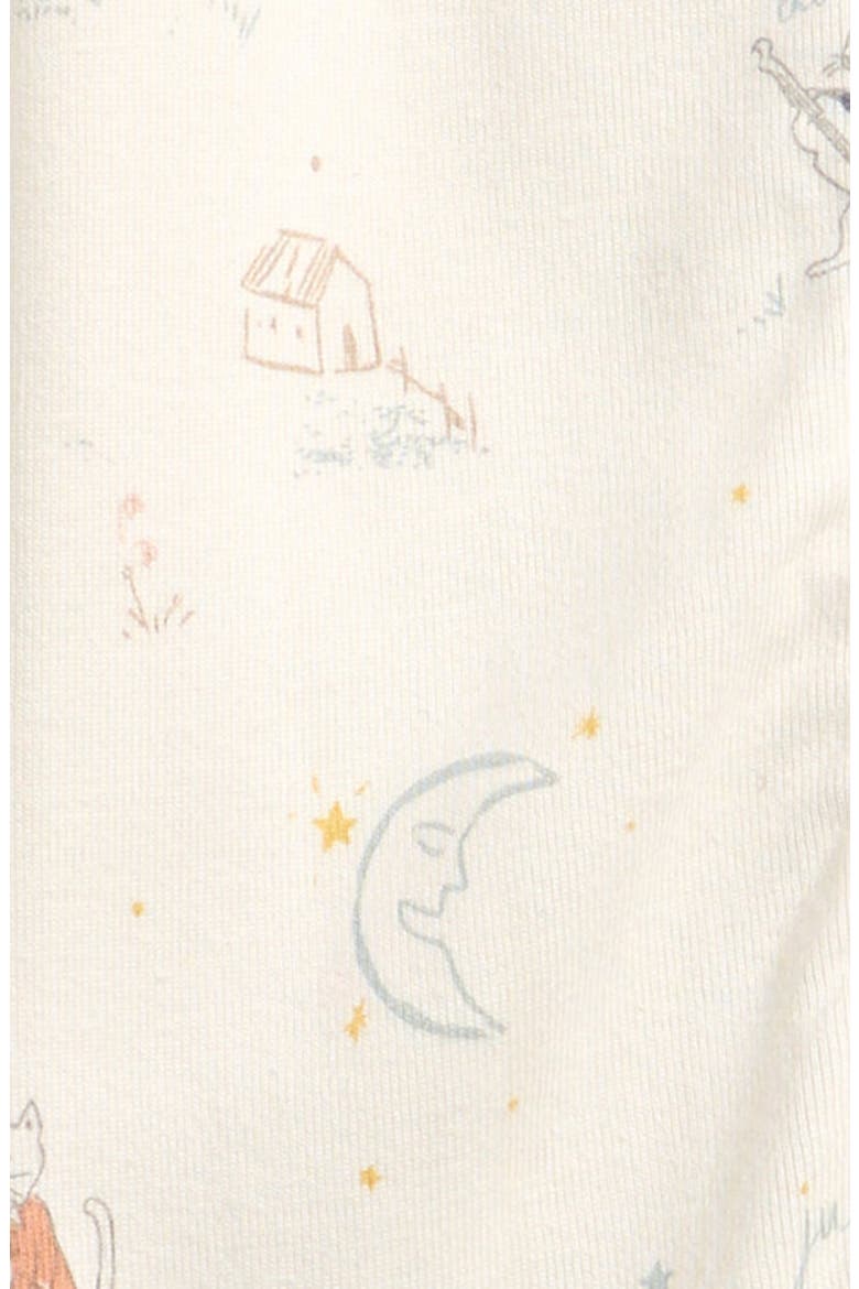 Print Rib Organic Cotton Fitted One-Piece Pajamas, Alternate, color, OVER THE MOON