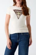 GUESS Snakeskin Print Stud Triangle T-Shirt