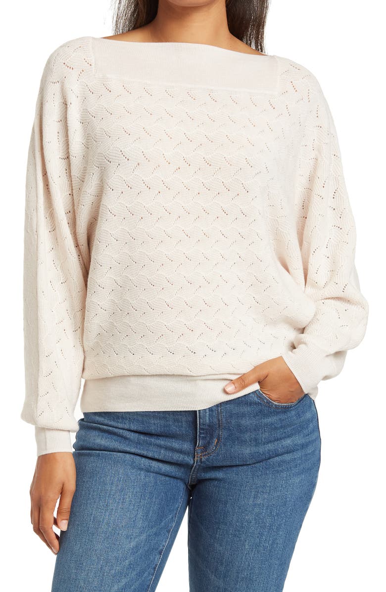 Trina Turk Halima Blouson Sleeve Merino Wool Sweater, Main, color, 