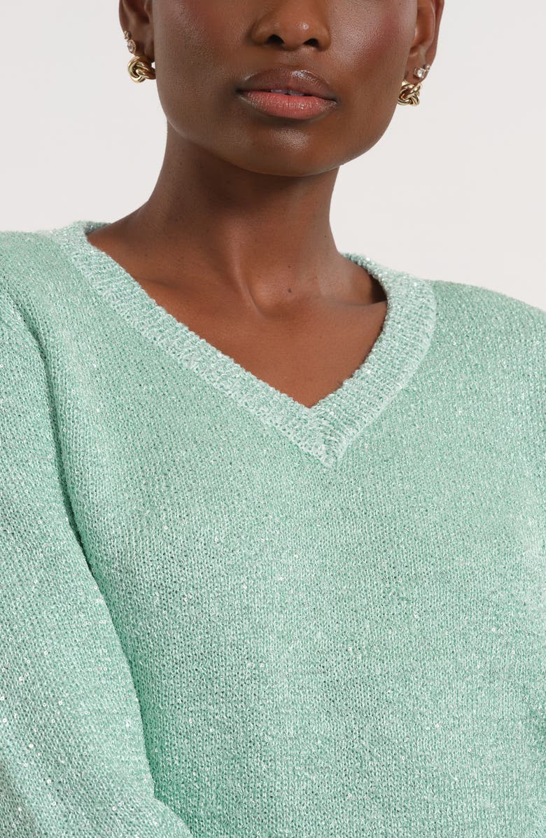 Isaac Mizrahi New York V-Neck Sweater, Alternate, color, Seafoam