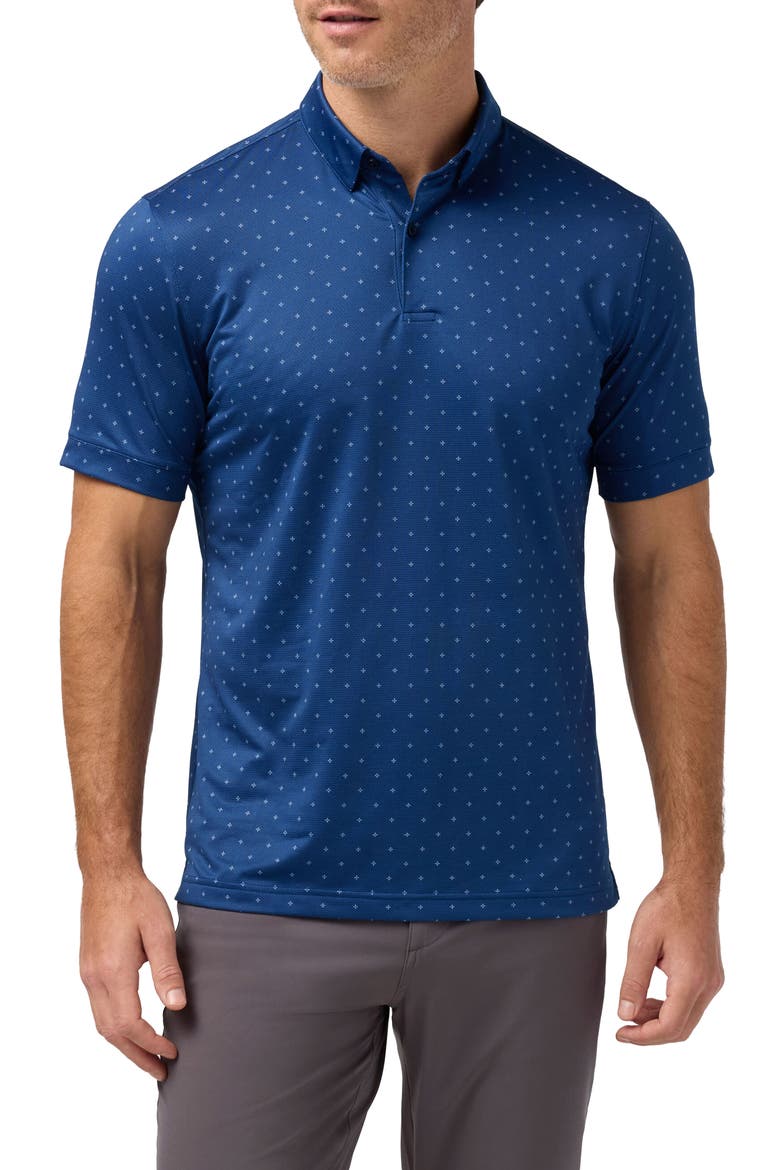 Halyard Trim Fit Performance Polo, Main, color, MIDNIGHT NAVY SCATTERED JACK