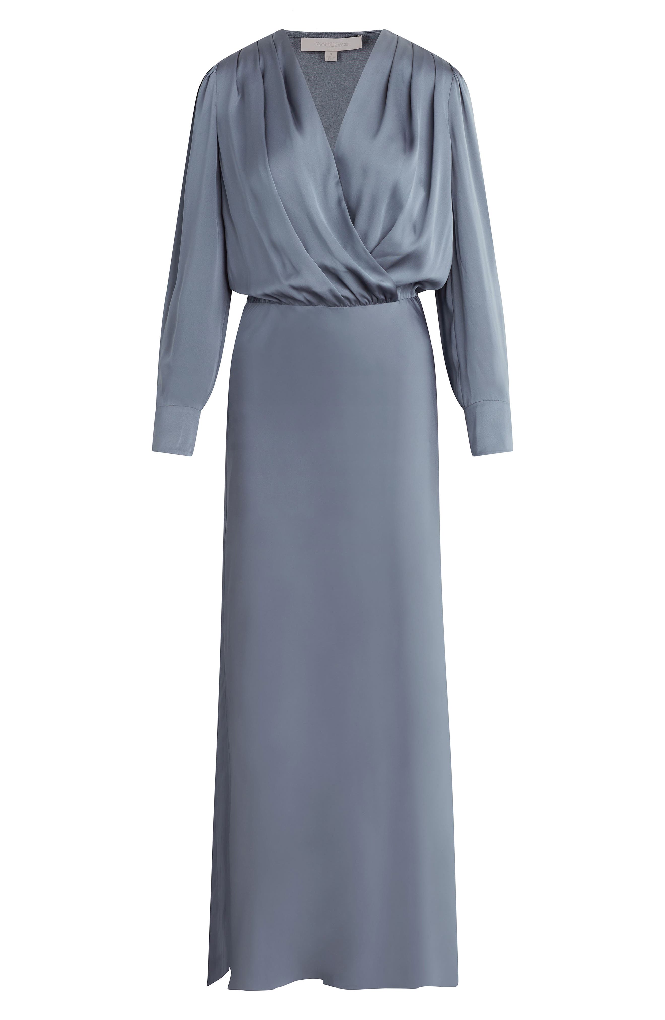 rayleigh long sleeve satin maxi dress Women's PLT Label Oyster Satin Long Sleeve Plunge Maxi Dress