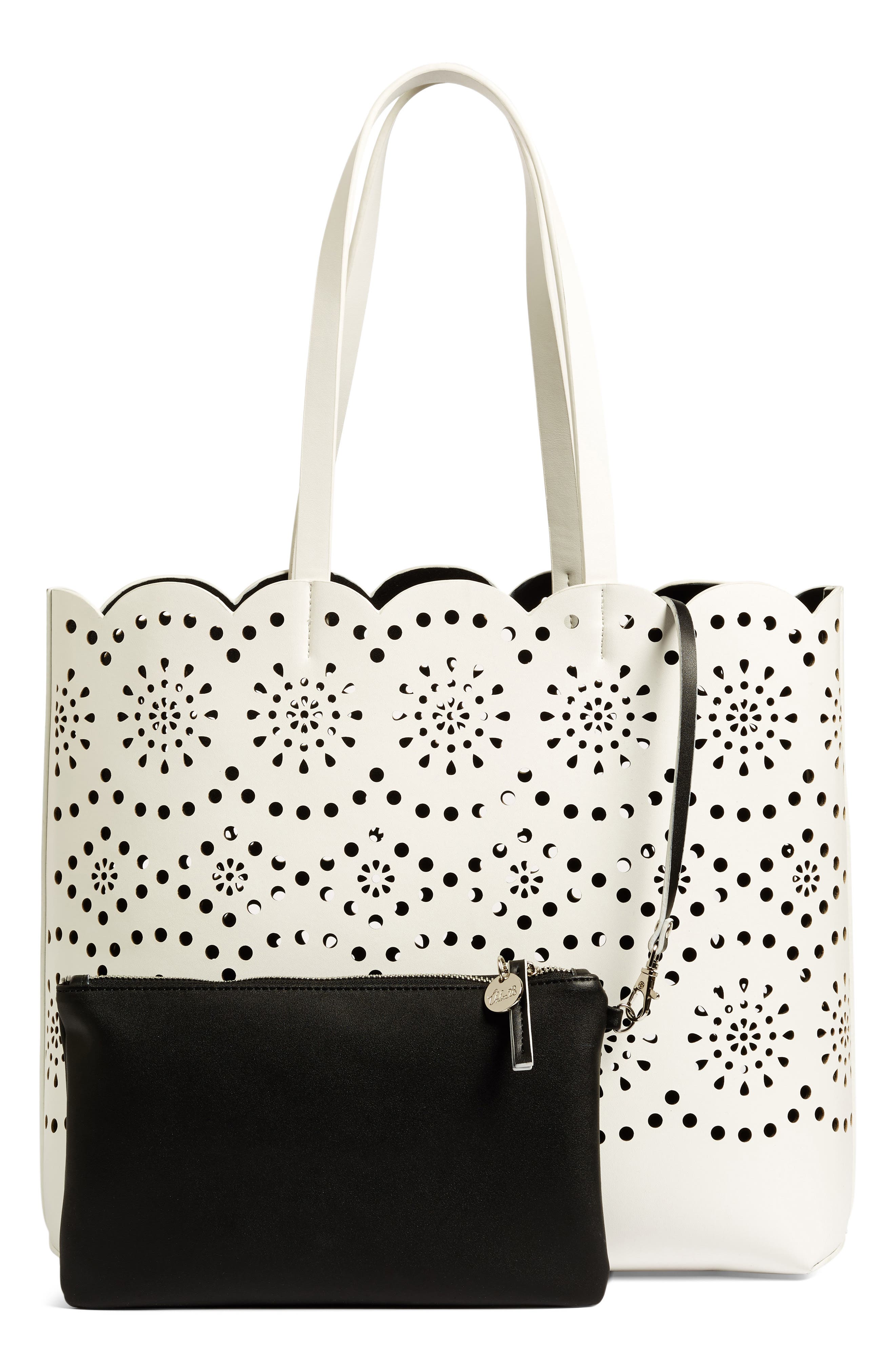 Lily Scallop Faux Leather Tote, Alternate, color, WHITE SNOW