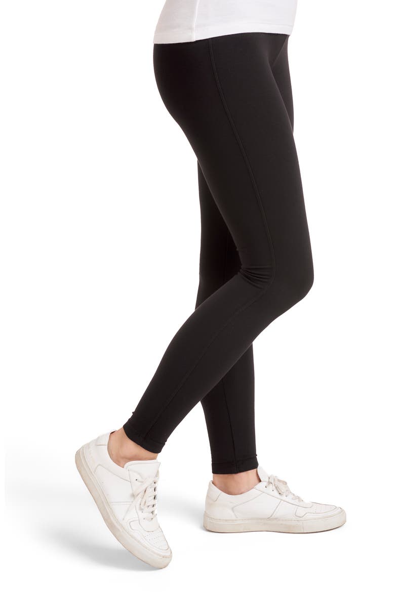 French Terry Leggings, Alternate, color, BLACK