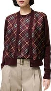 Burberry Check Panel Wool Silk Cardigan