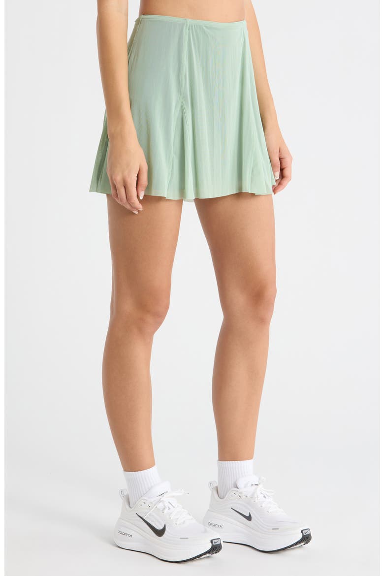 Court Slam High Waist Tennis Skirt, Alternate, color, STEAM/ BLACK SPRUCE/ BLACK
