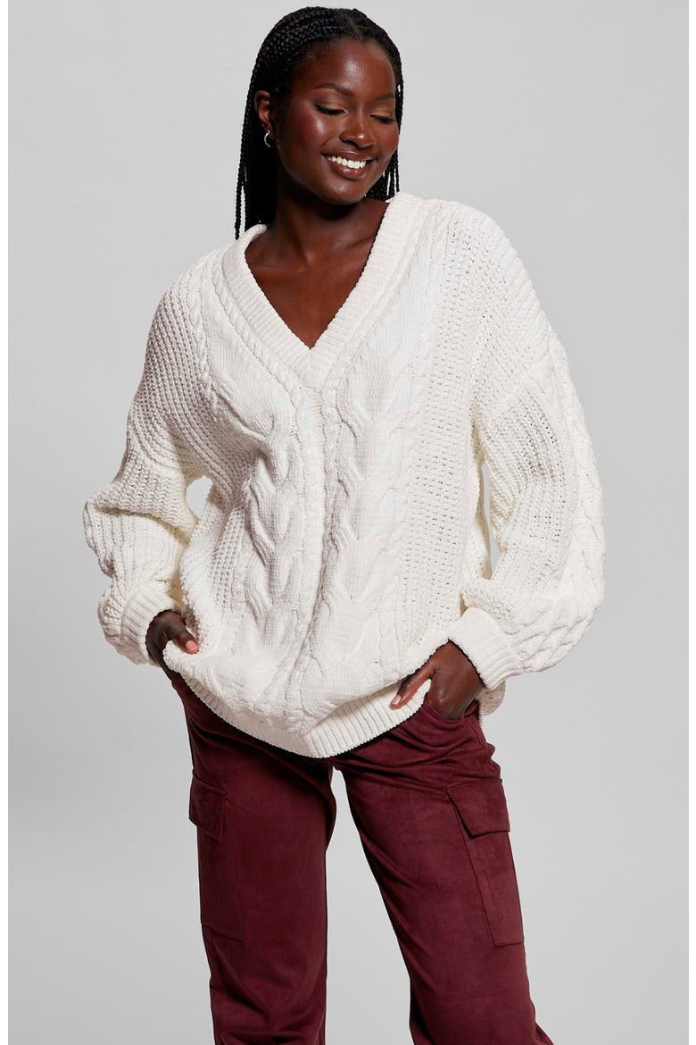 Aki Cable Knit Cardigan, Alternate, color, DOVE WHITE