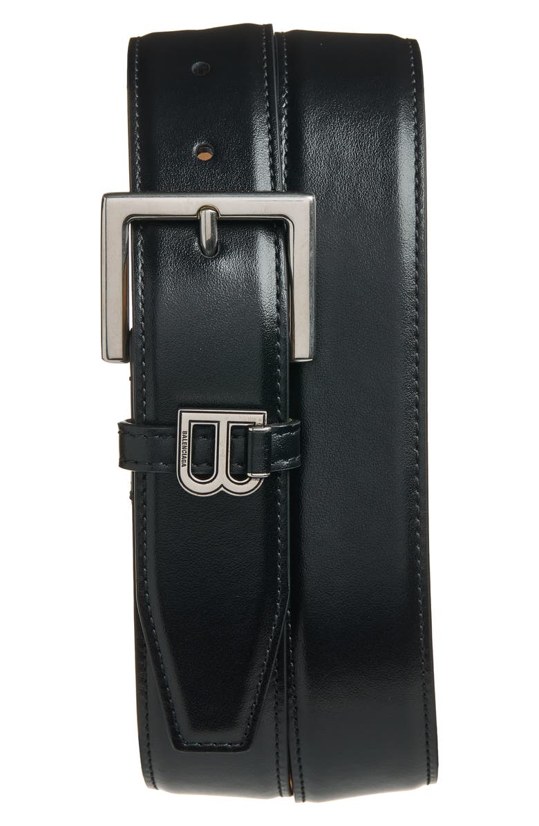 Balenciaga Hourglass Leather Belt, Main, color, 1000 Black