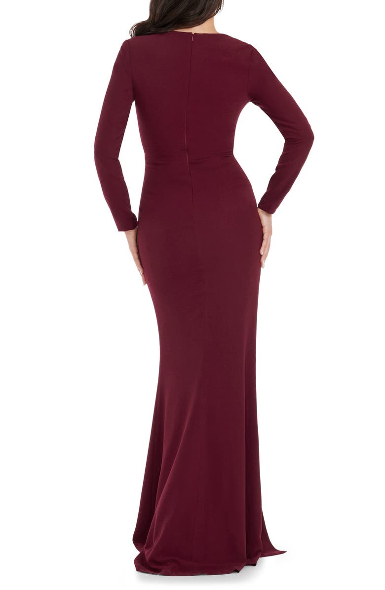 Dress the Population Amber Long Sleeve Illusion Mesh Gown, Alternate, color, 