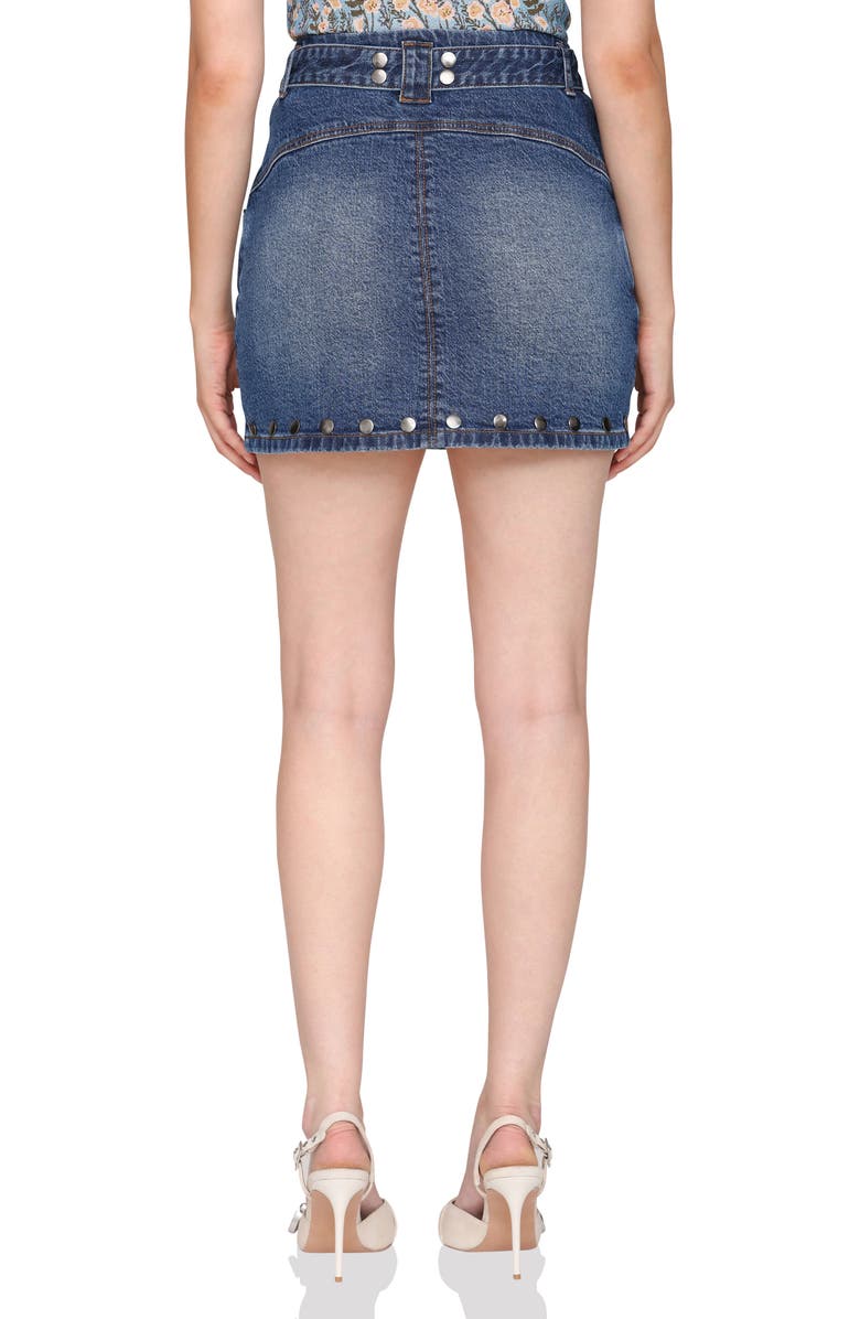 Avec Les Filles Belted Stud Miniskirt, Alternate, color, Scooter Wash