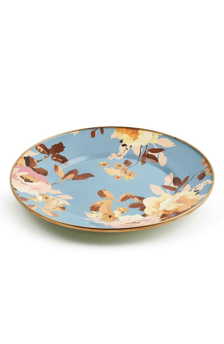 MACKENZIE CHILDS Wild Rose Slate Enameled Steel Dinner Plate, Main, color, Blue