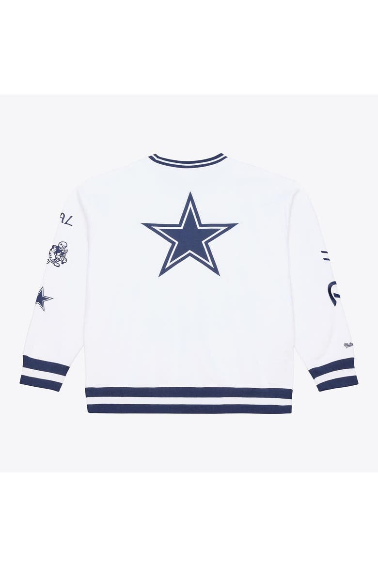 Men's Mitchell & Ness White Dallas Cowboys White Out Fleece Sweatshirt, Alternate, color, White