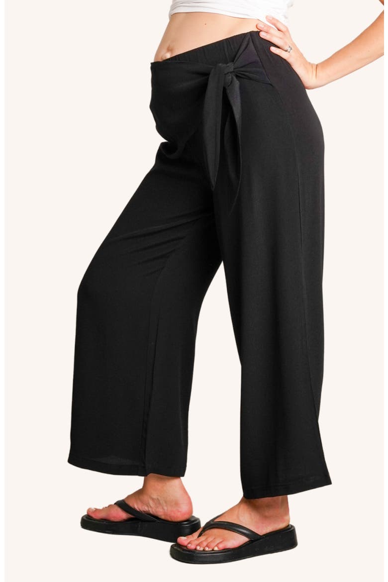 The Easy Wrap Maternity Wide-Leg Pants, Alternate, color, BLACK