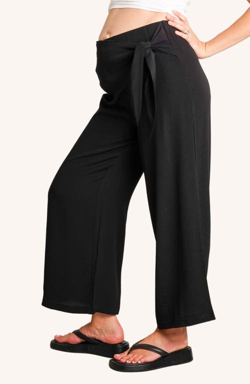 Nom Maternity Easy Wrap Wide Leg Maternity Pants In Black
