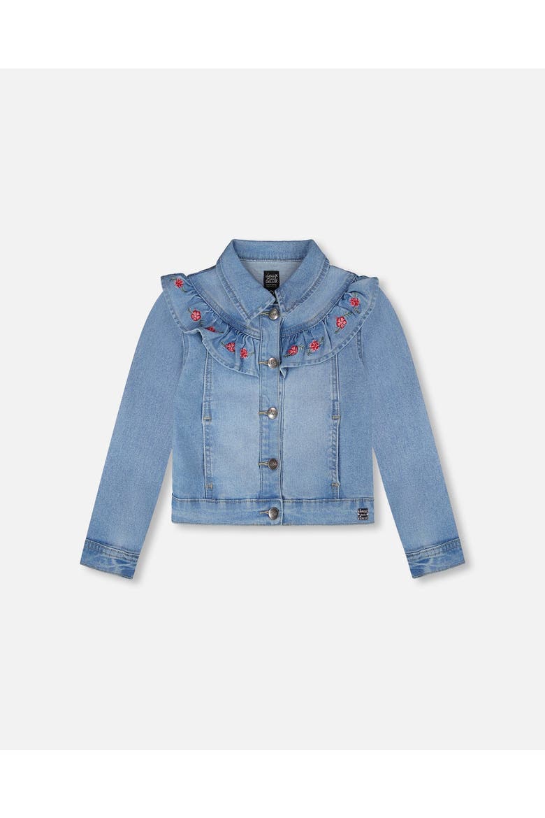 Embroidery Long Sleeve Denim Jacket, Main, color, Light Blue Denim