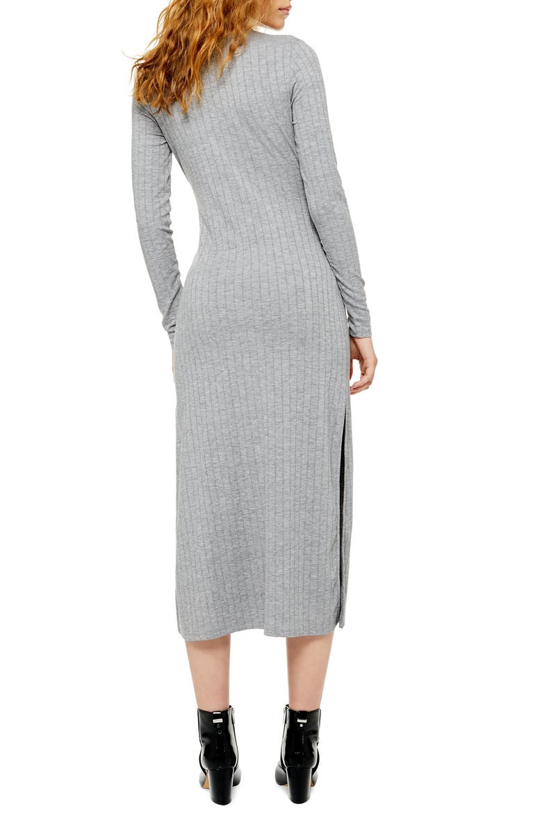 Tie Waist Long Sleeve Knit Midi Dress, Alternate, color, GREY