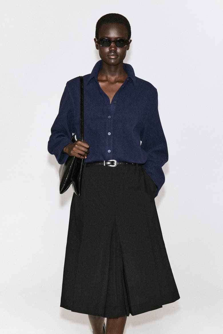 Corduroy-jersey Shirt, Main, color, NAVY